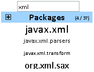 screenshot of column with filter above packages category